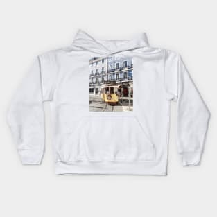 Tram 28 in Lisbon, Portugal Kids Hoodie